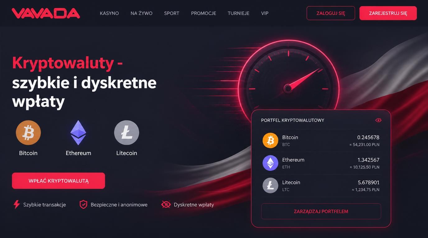 Ikony kryptowalut, portfel, dyskretność, szybkość, polska kolorystyka